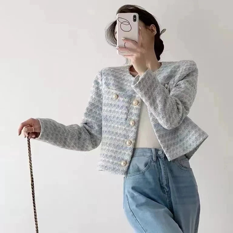 ITOOLIN Women's Tweed Short Cardigan Coat